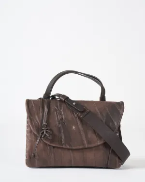 top handle/crossbody - plissettato castagno