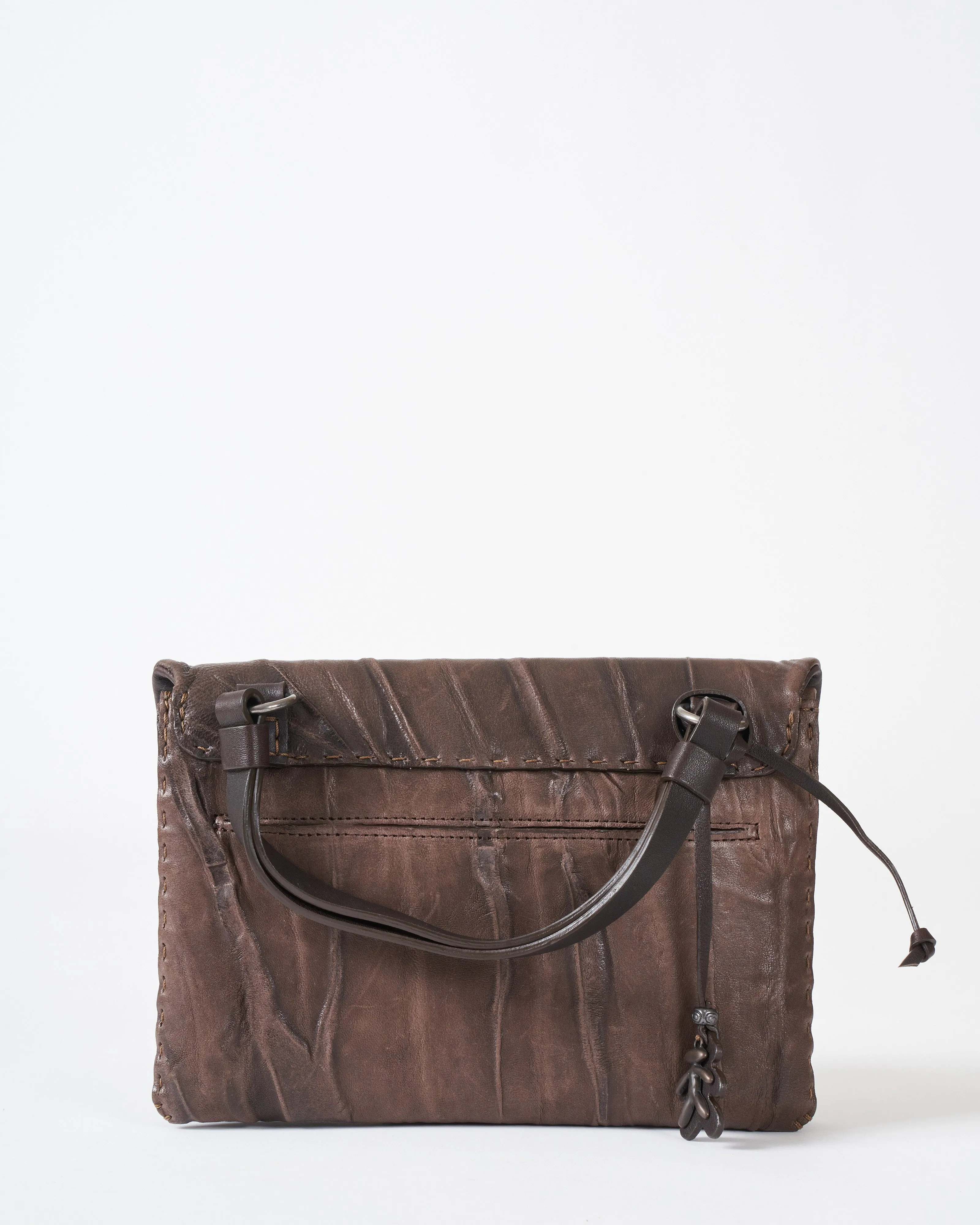 top handle/crossbody - plissettato castagno