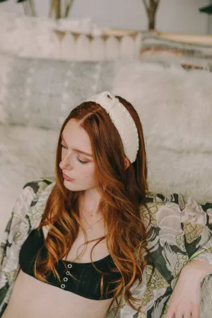 Topknot Checker Raffia Crochet Headband