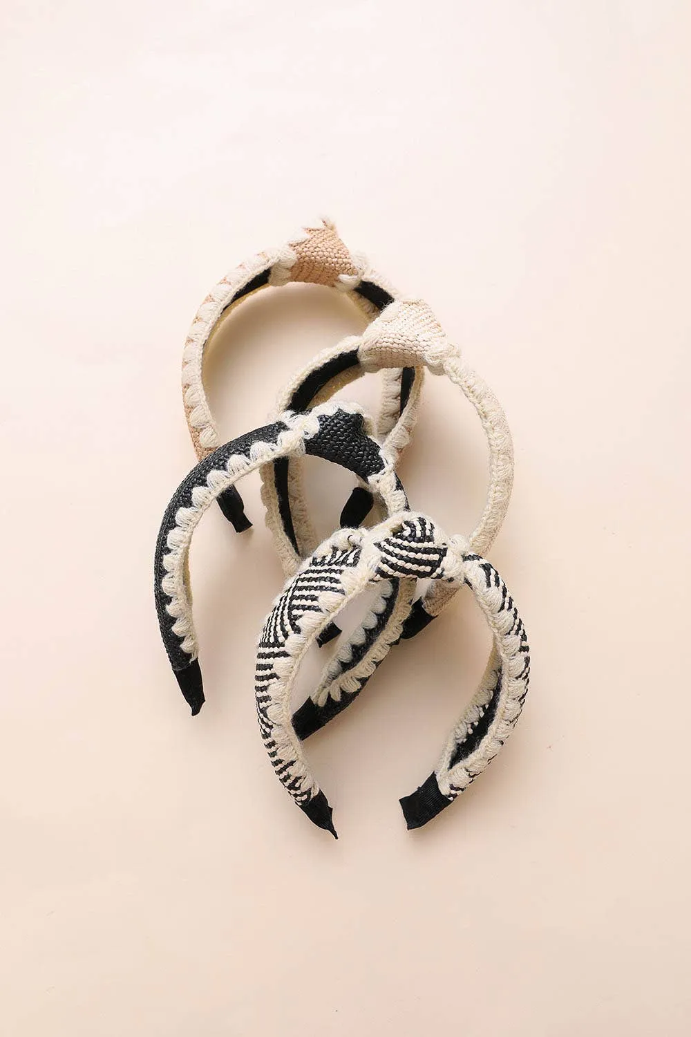 Topknot Checker Raffia Crochet Headband