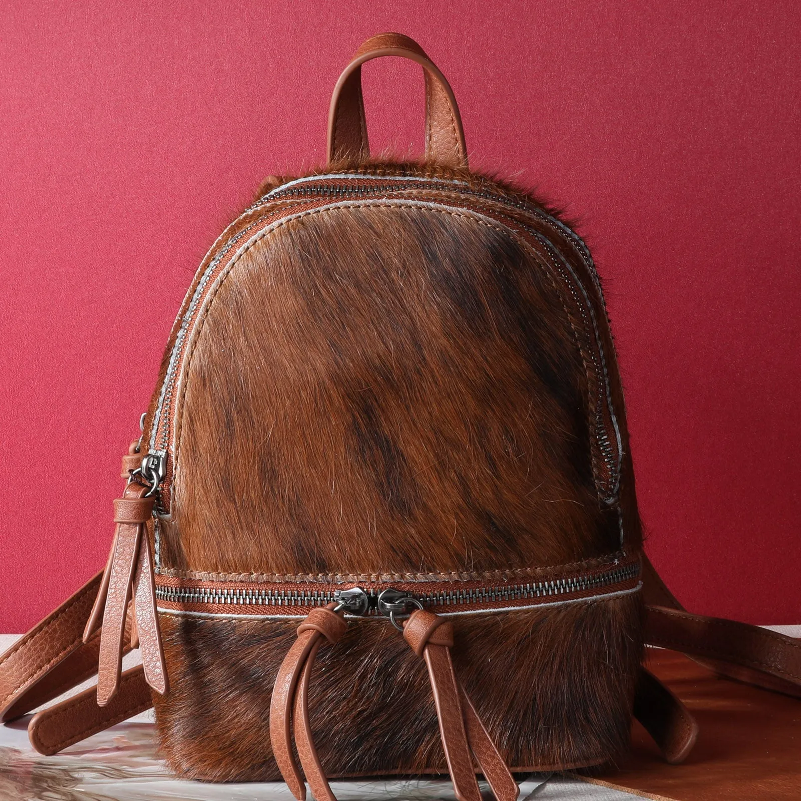 TR160-9110 Trinity Ranch Hair-On Cowhide Collection Mini Backpack