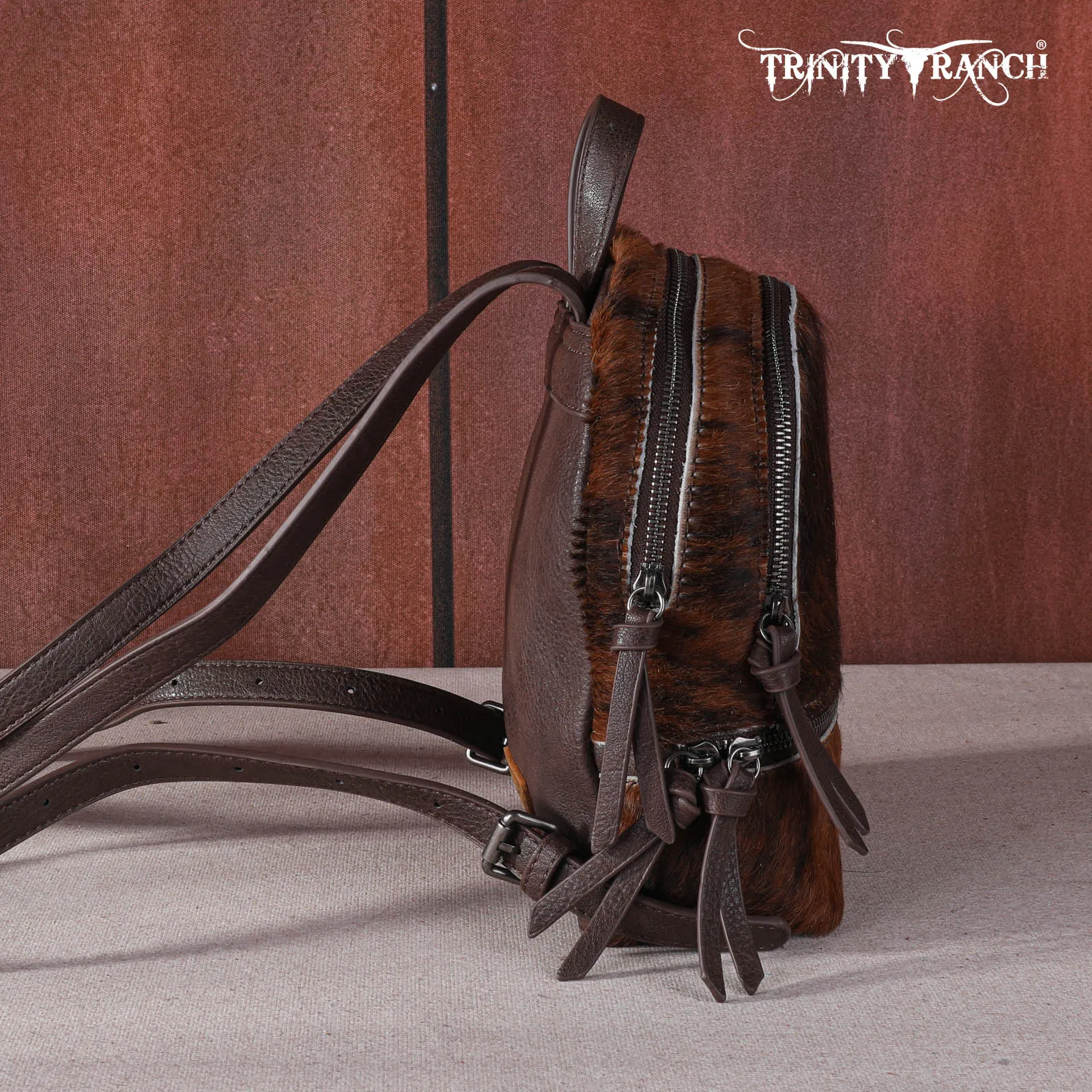 TR160-9110 Trinity Ranch Hair-On Cowhide Collection Mini Backpack