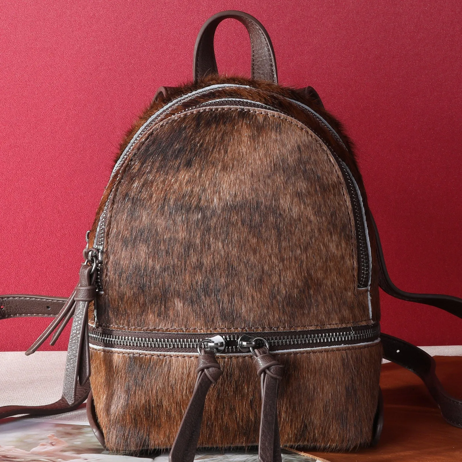 TR160-9110 Trinity Ranch Hair-On Cowhide Collection Mini Backpack