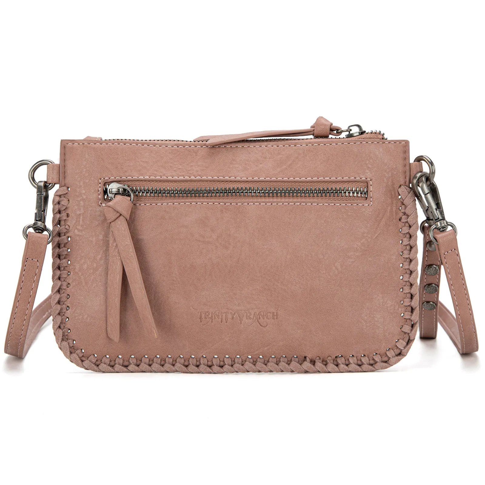 TR186-181  Trinity Ranch Leather Floral Tooled Collection Clutch/Crossbody