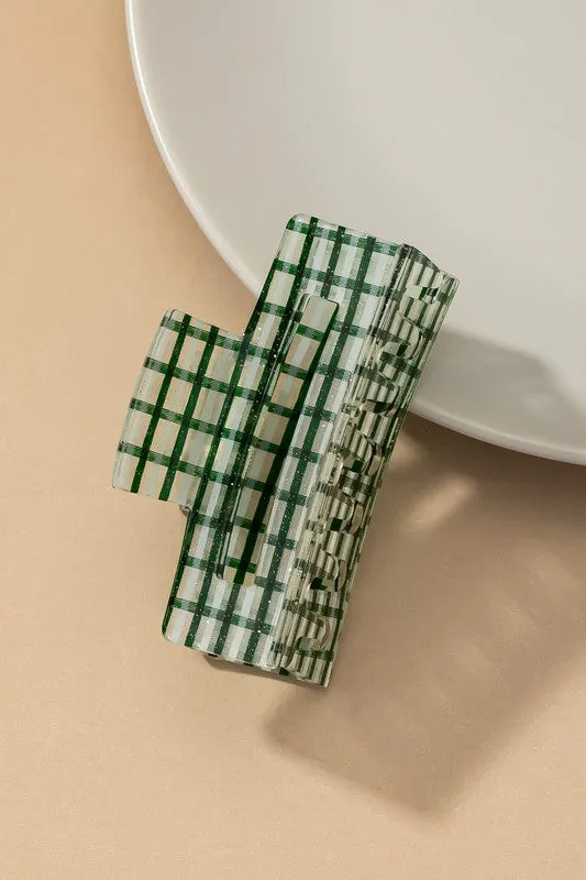 Transparent checker pattern hair claw clip