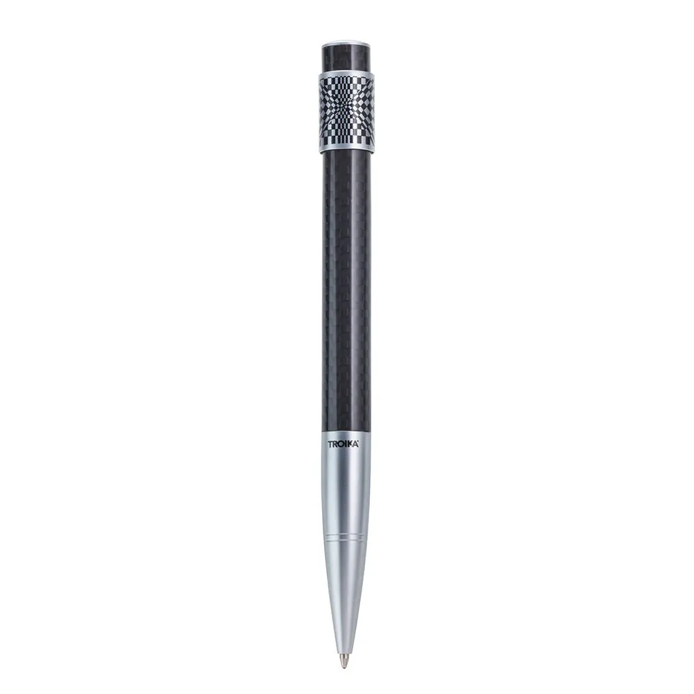 TROIKA Ballpoint Pen With Rotating Ring - Checker Pattern for Stress Relief
