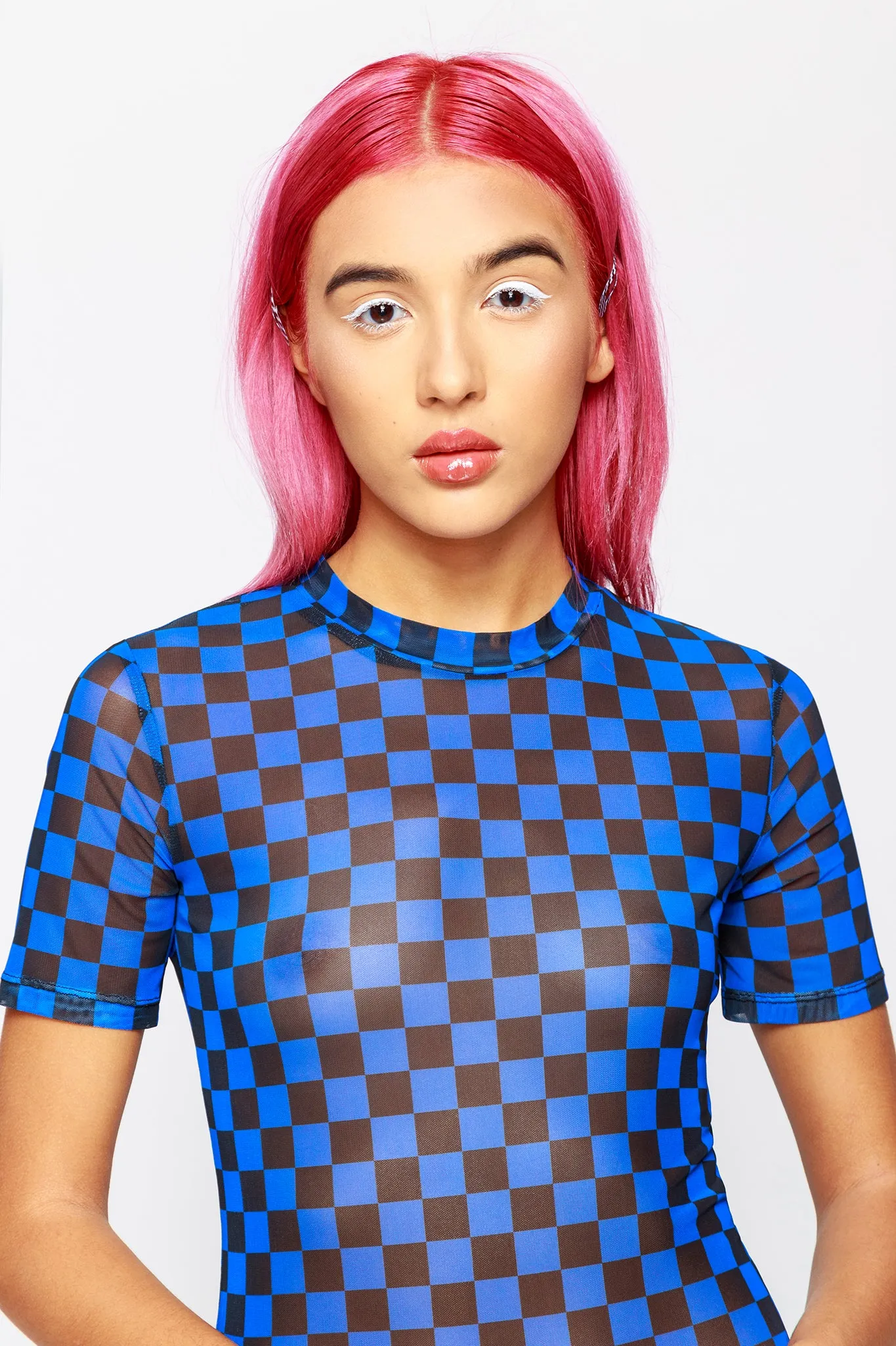 True Blue Supercheck Mesh Dress