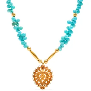 Turquoise Gold Boho Pendant