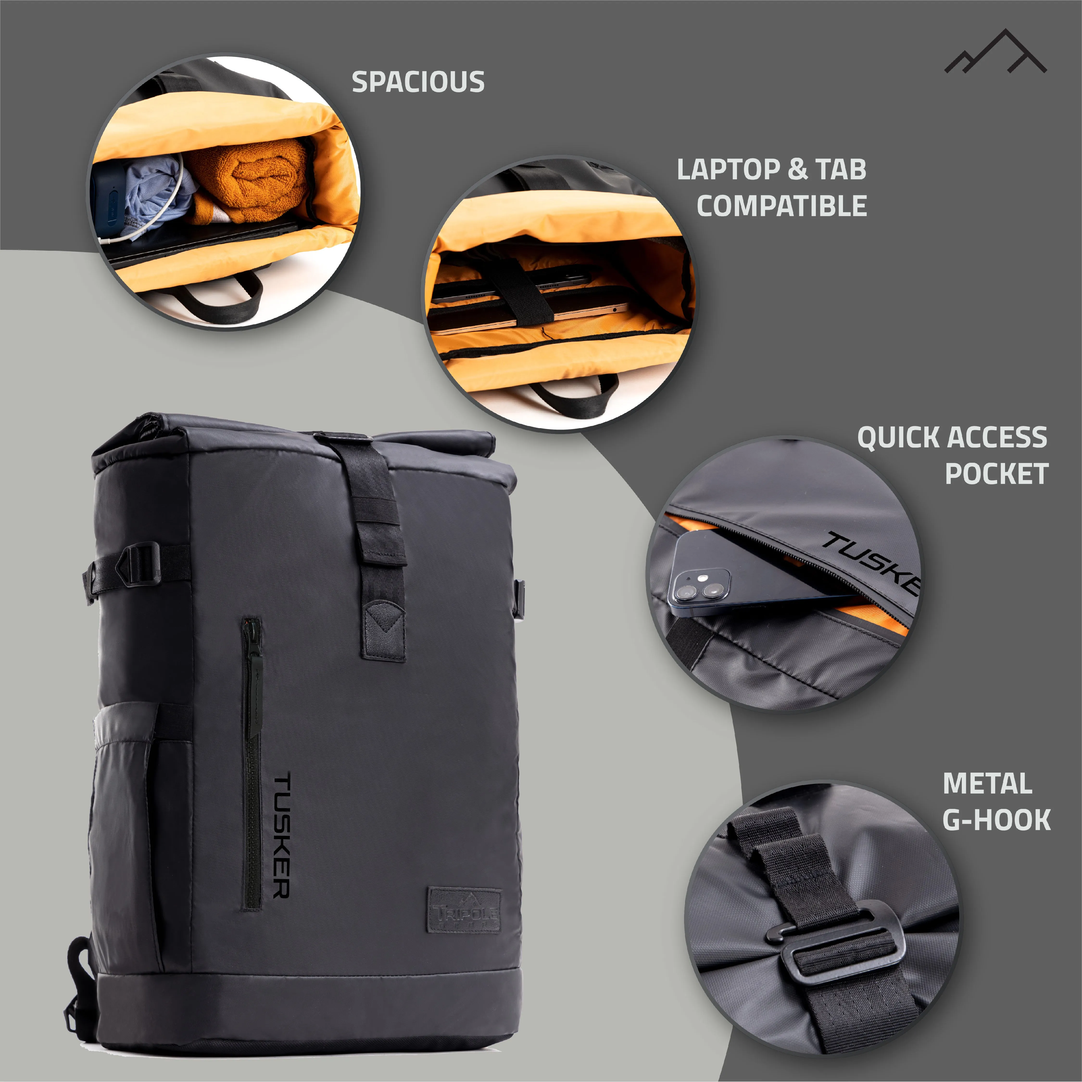 Tusker Roller Top Laptop Backpack  | 3 Year Warranty