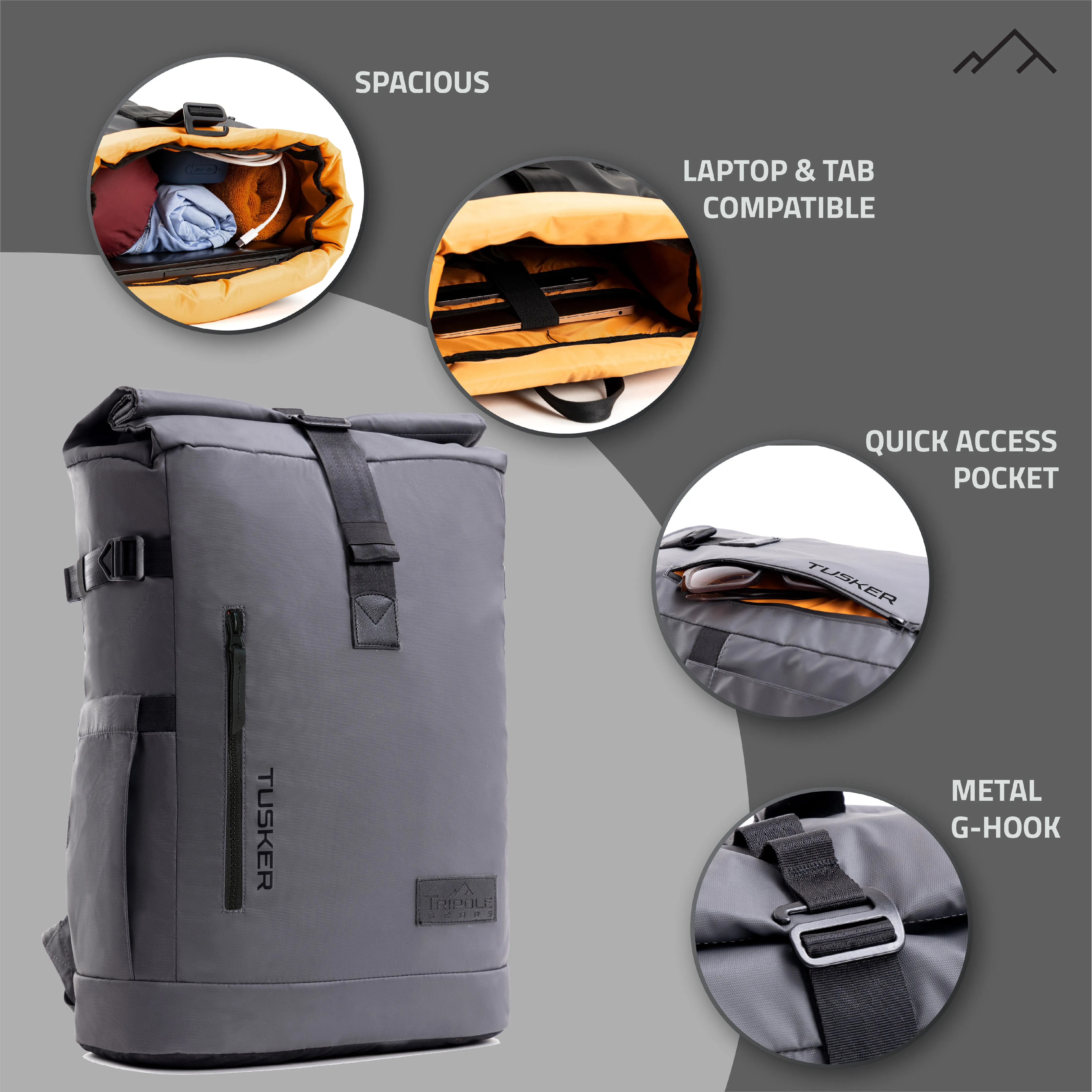 Tusker Roller Top Laptop Backpack  | 3 Year Warranty