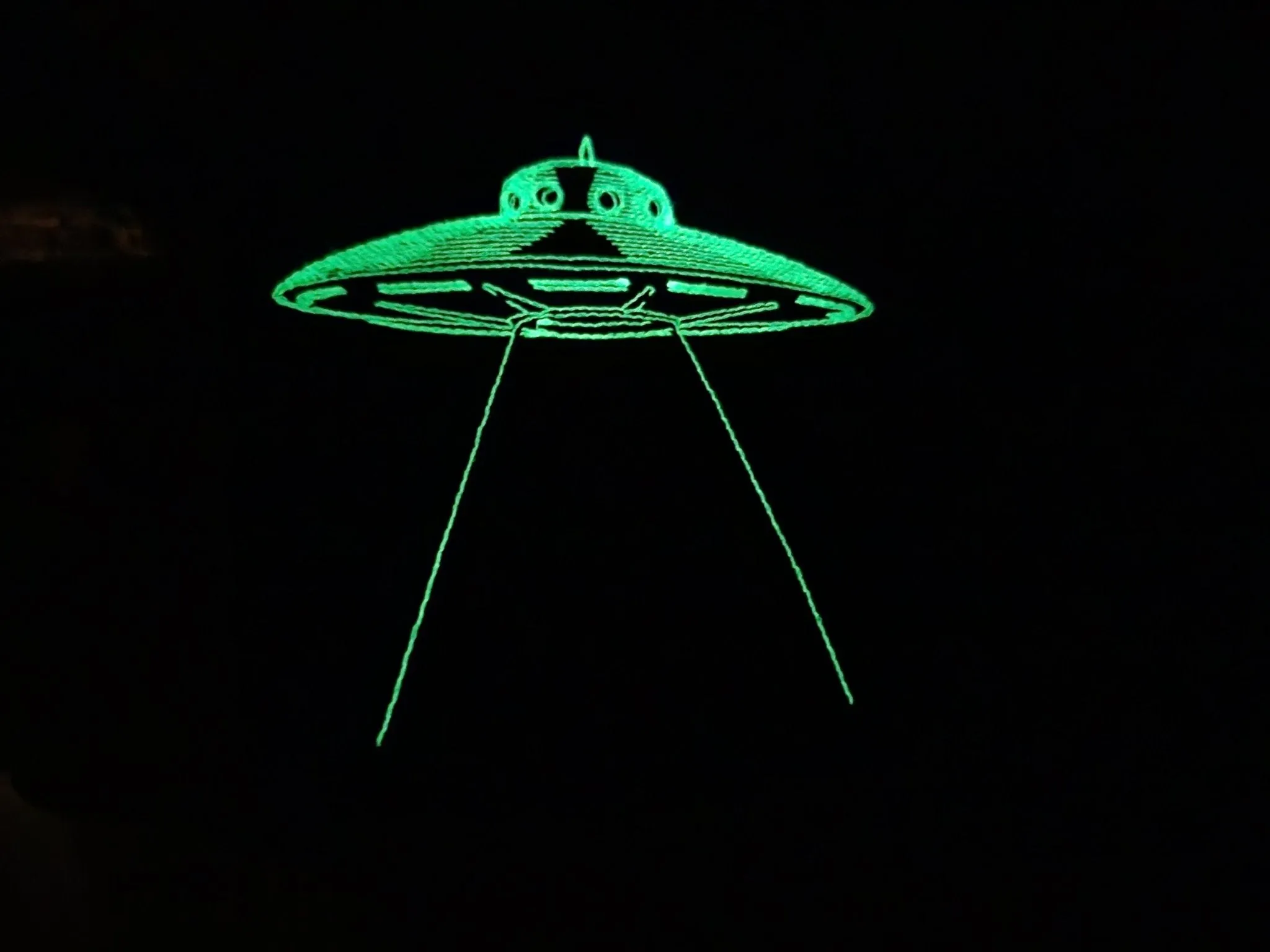 UFO spaceship, glow in the dark, dice bag