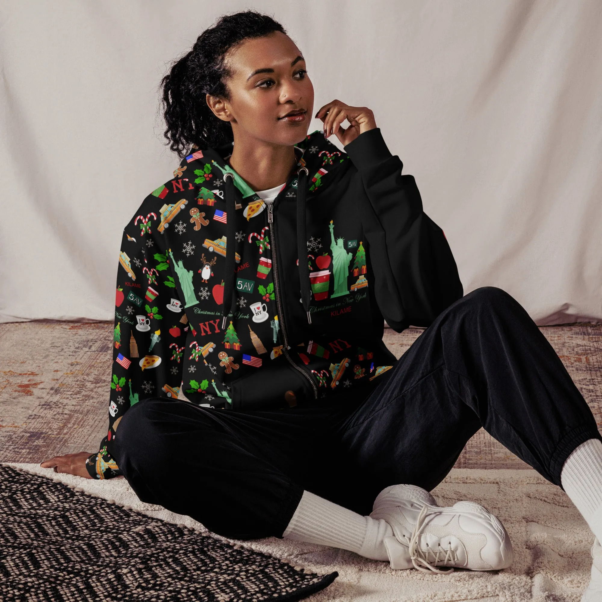 Unisex zip hoodie 'Christmas in New York'