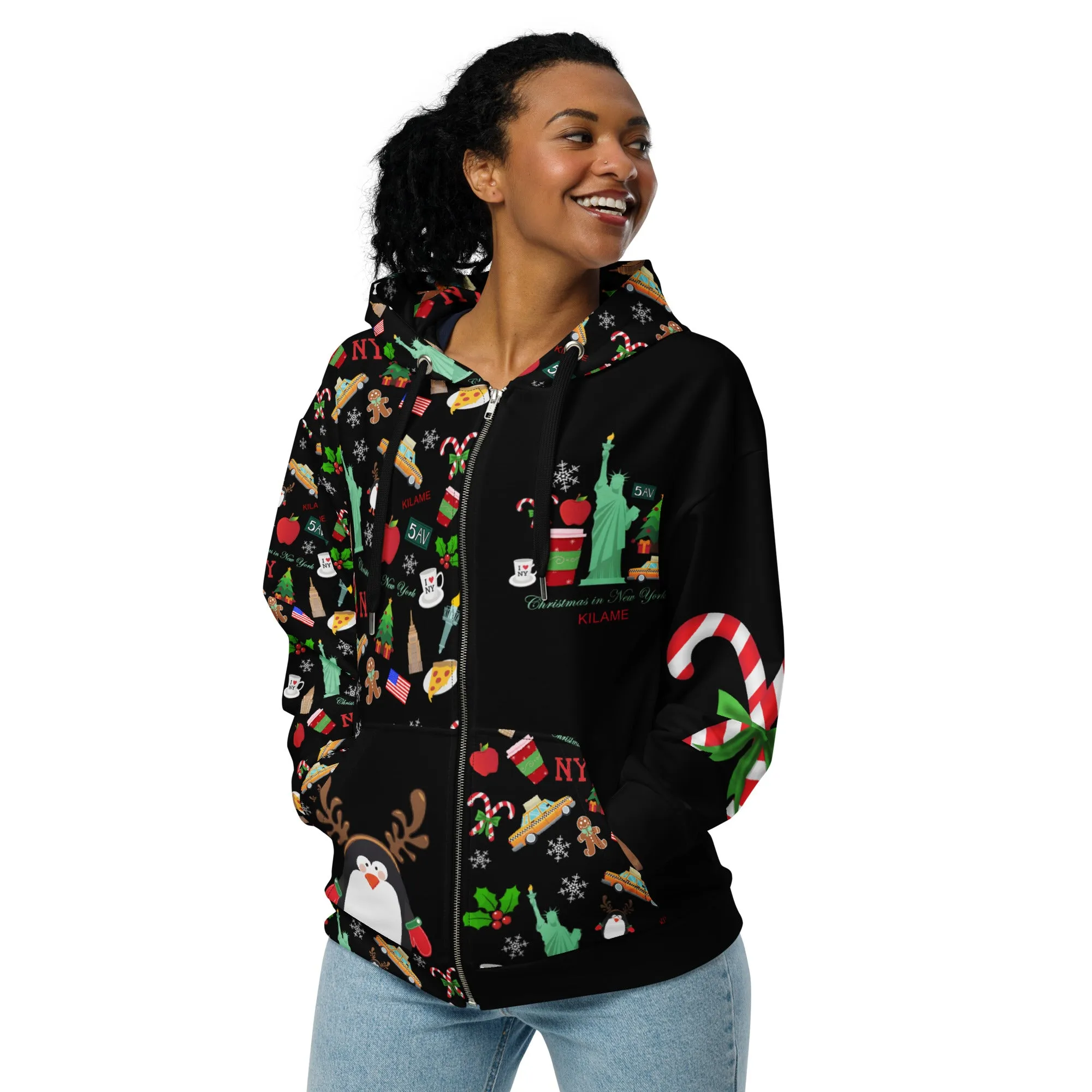 Unisex zip hoodie 'Christmas in New York'