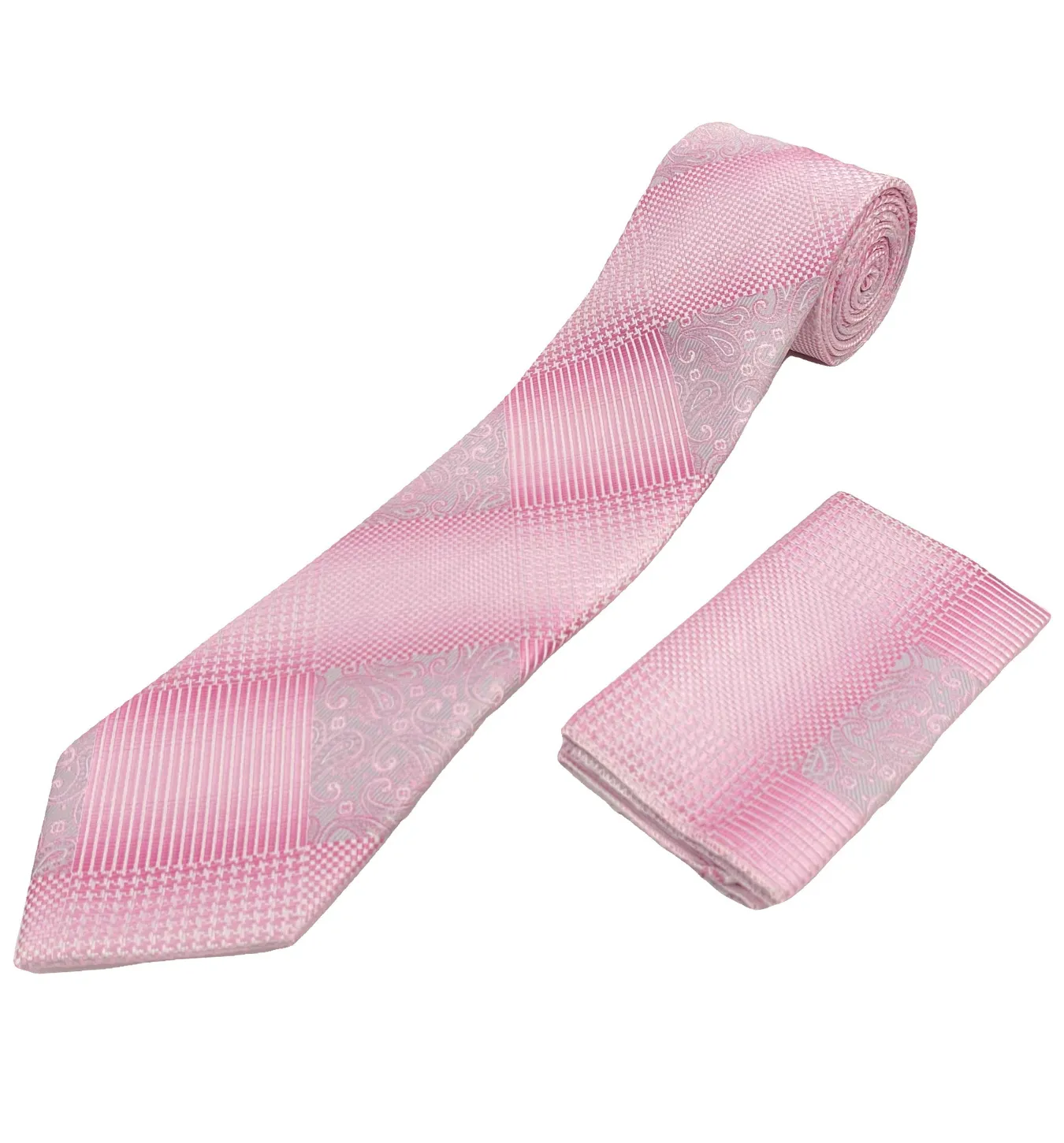 Venturi Vomo Tie and Handkerchief - Pink Diamond Mosaic Medley T40