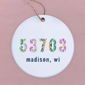 Vibrant Tiles w/ City, State, Zip - Ornament