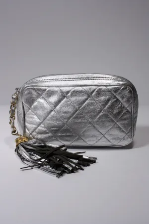 Vintage CHANEL Silver Lambskin Clutch