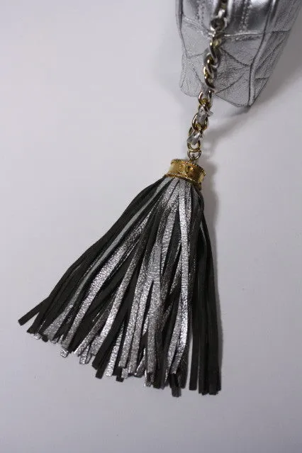 Vintage CHANEL Silver Lambskin Clutch