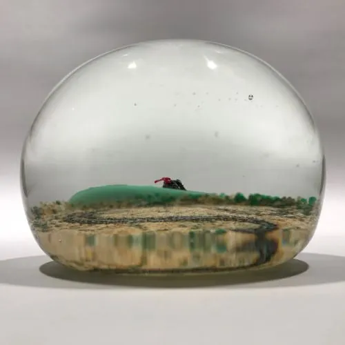 Vintage John Gentile Art Glass Paperweight Lampworked Snake and Lady Bug