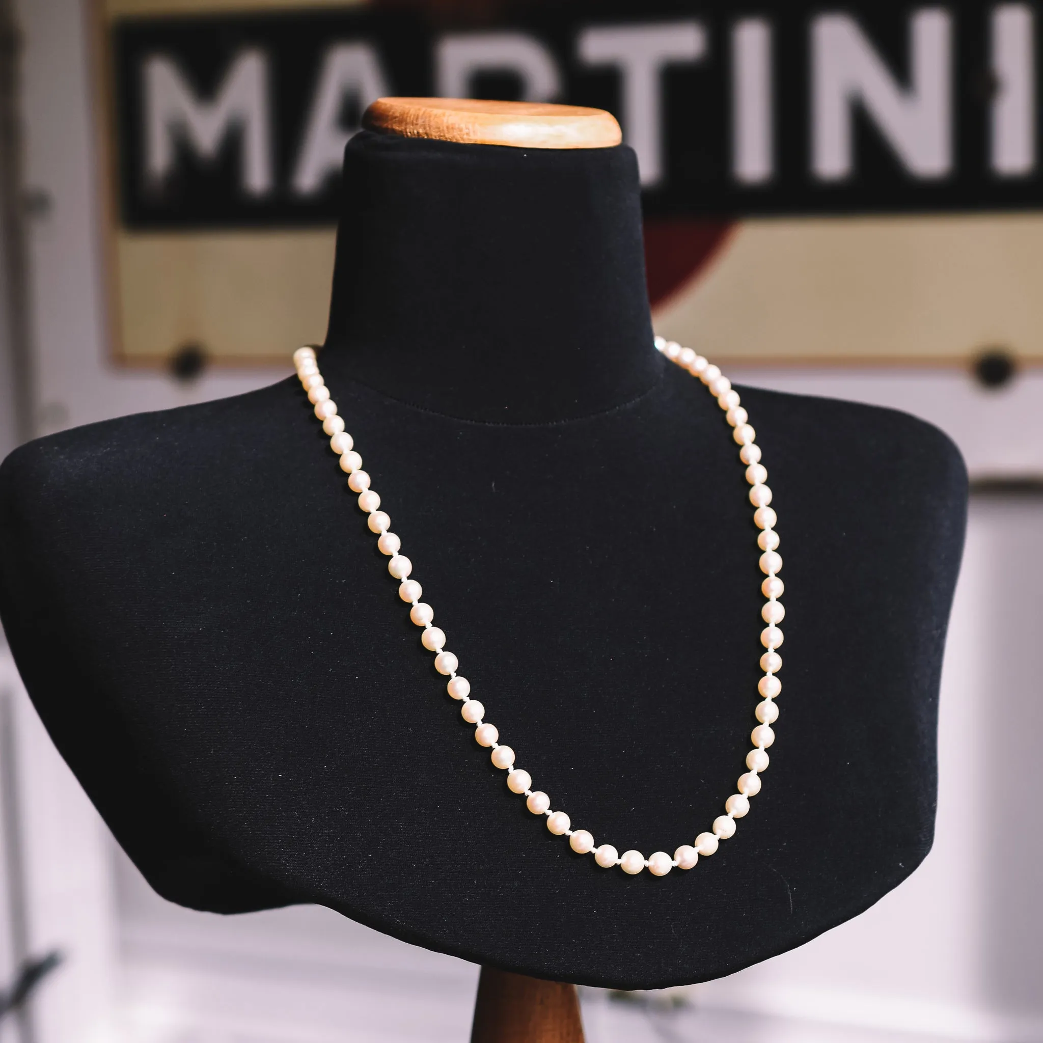 Vintage Long Pearl Bead Necklace