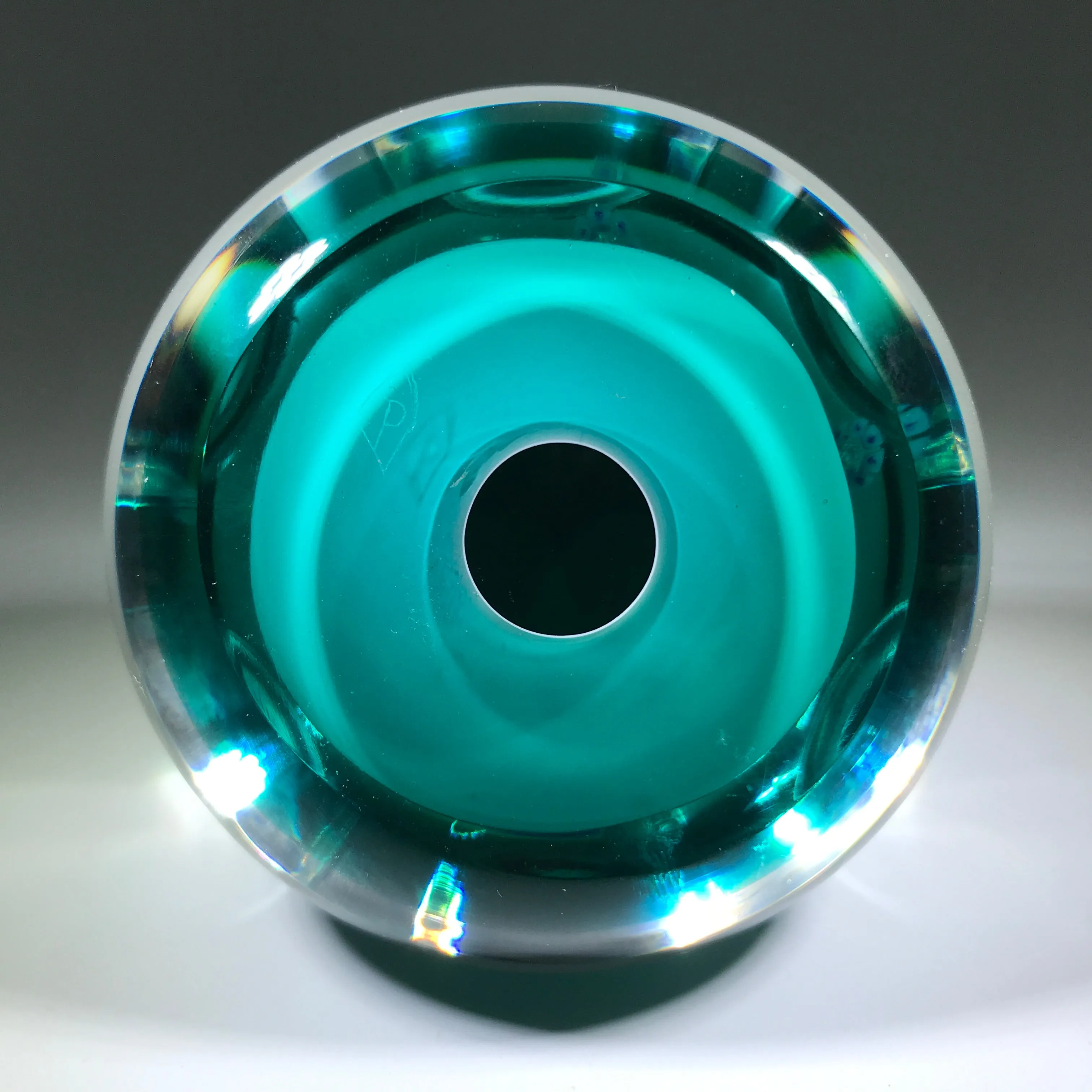 Vintage Pairpoint Faceted Art Glass Paperweight Millefiori Butterfly Blue Ground
