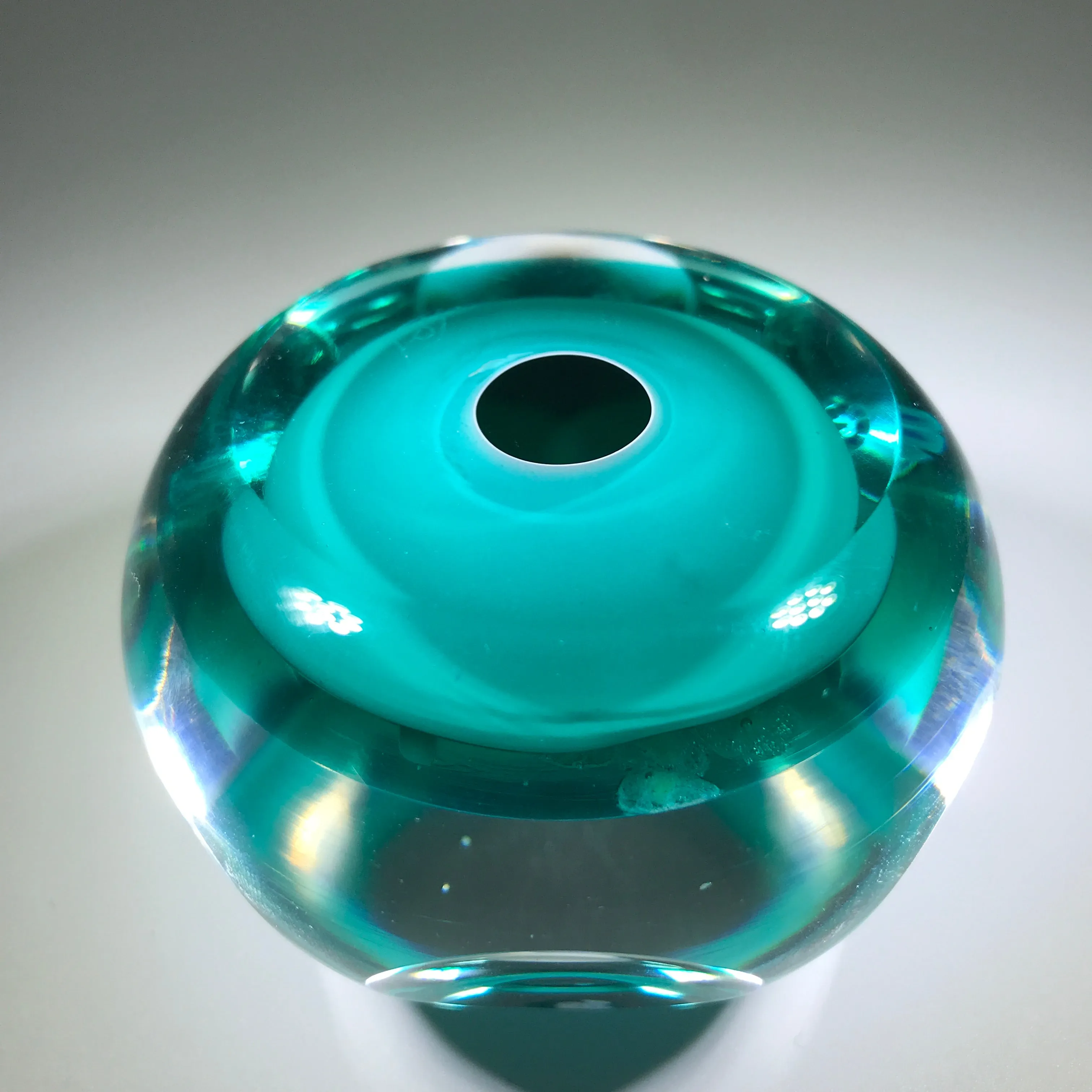 Vintage Pairpoint Faceted Art Glass Paperweight Millefiori Butterfly Blue Ground