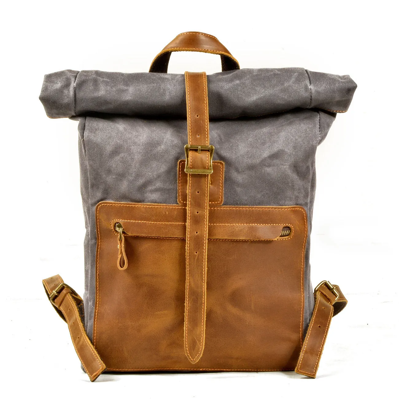 Vintage Waxed Canvas & Leather Backpack – Rugged Elegance for the Modern Man