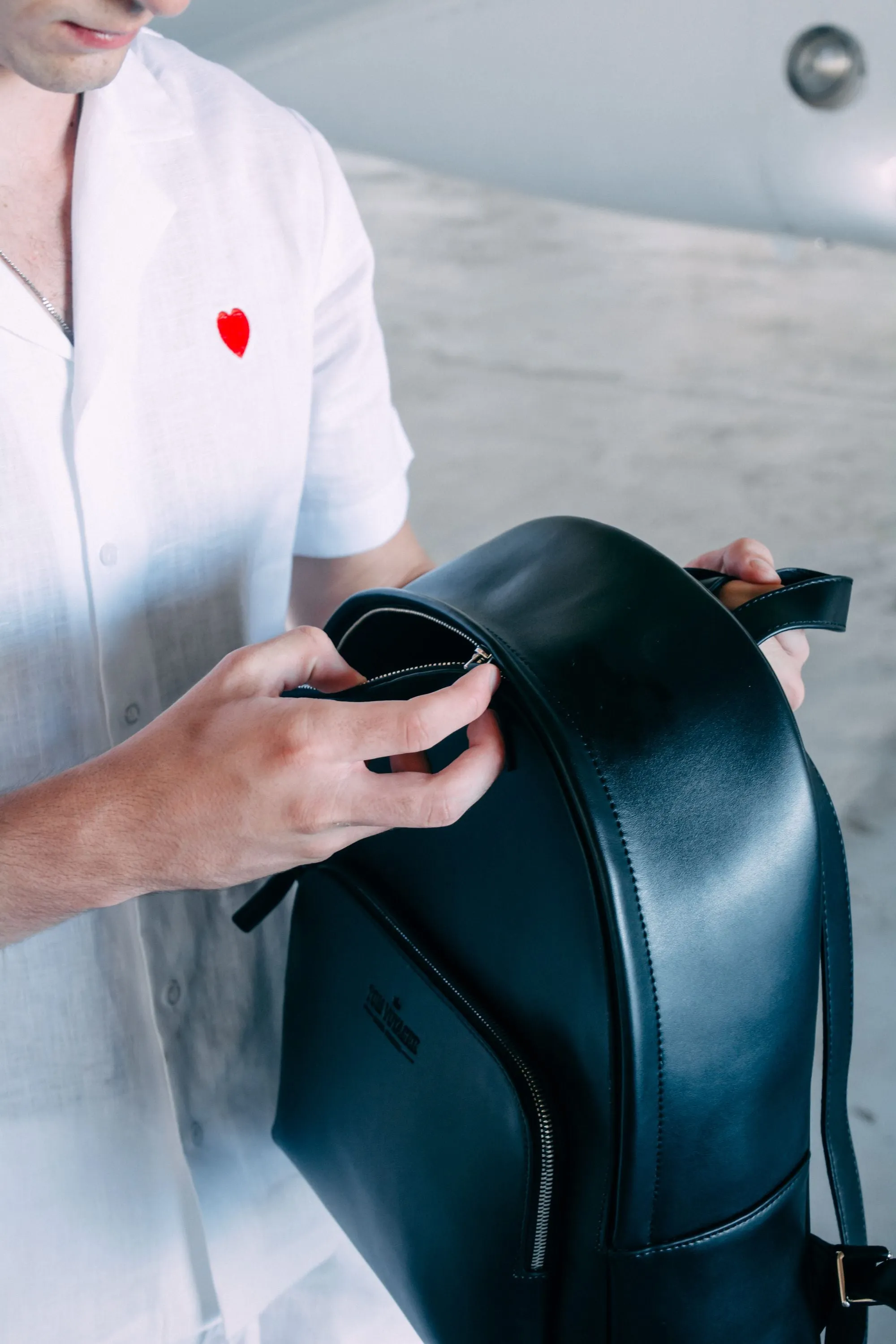 Voyager Noir Leather Backpack