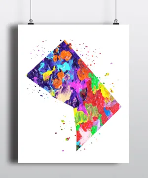 Washington DC Map Art Print - Unframed