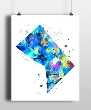 Washington DC Map Art Print - Unframed