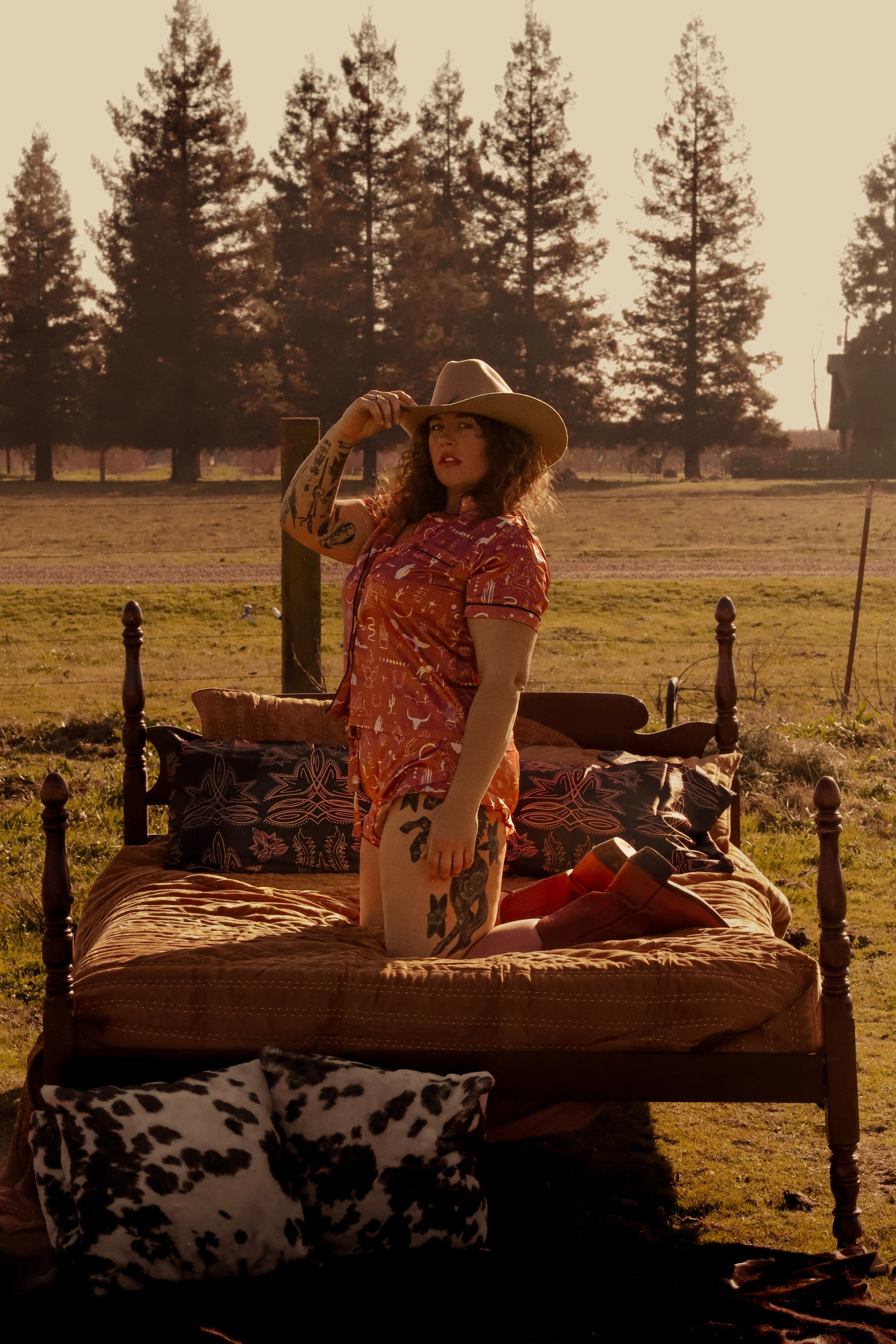 Western Willow Silky Pajama Set