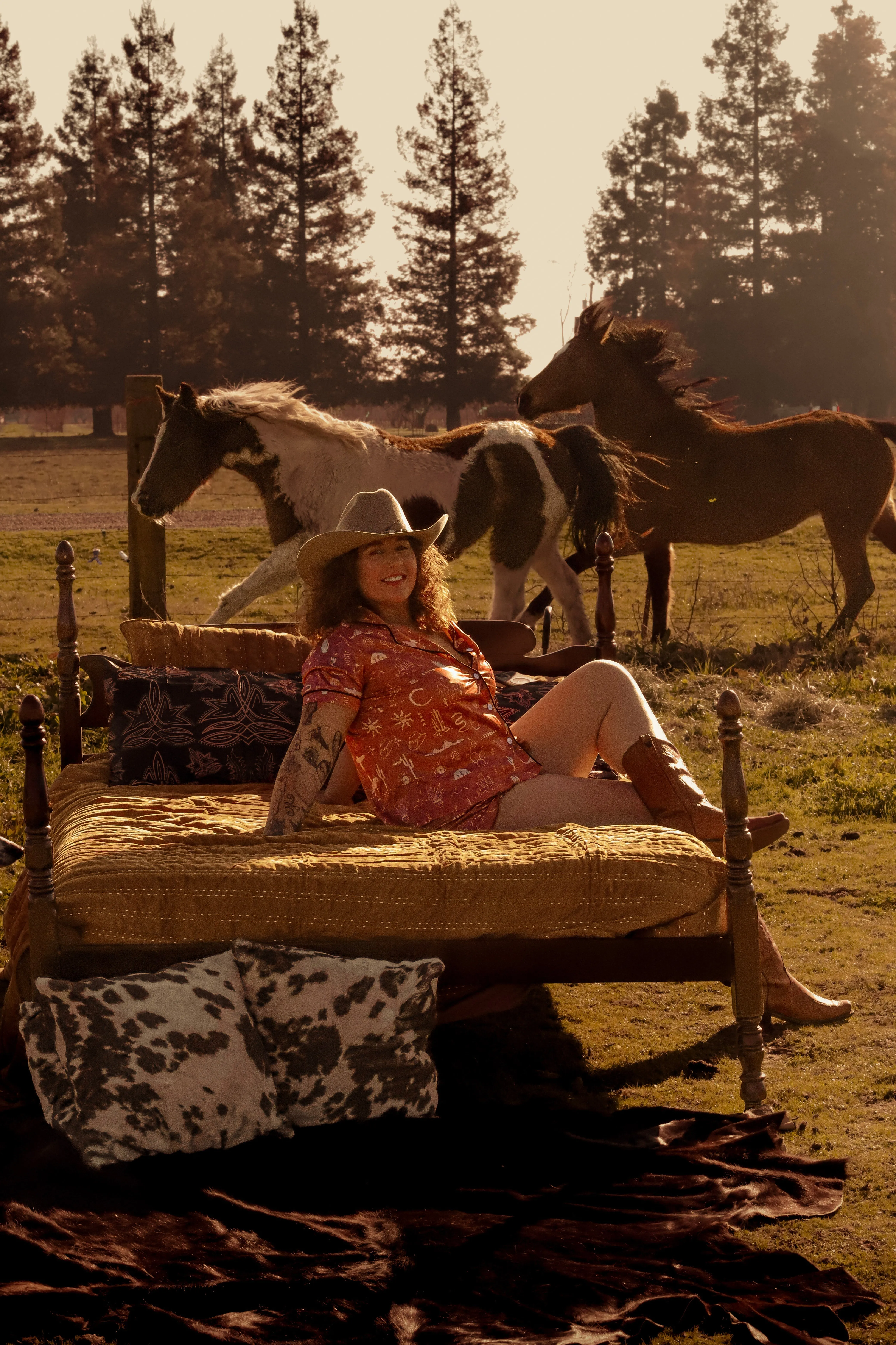 Western Willow Silky Pajama Set