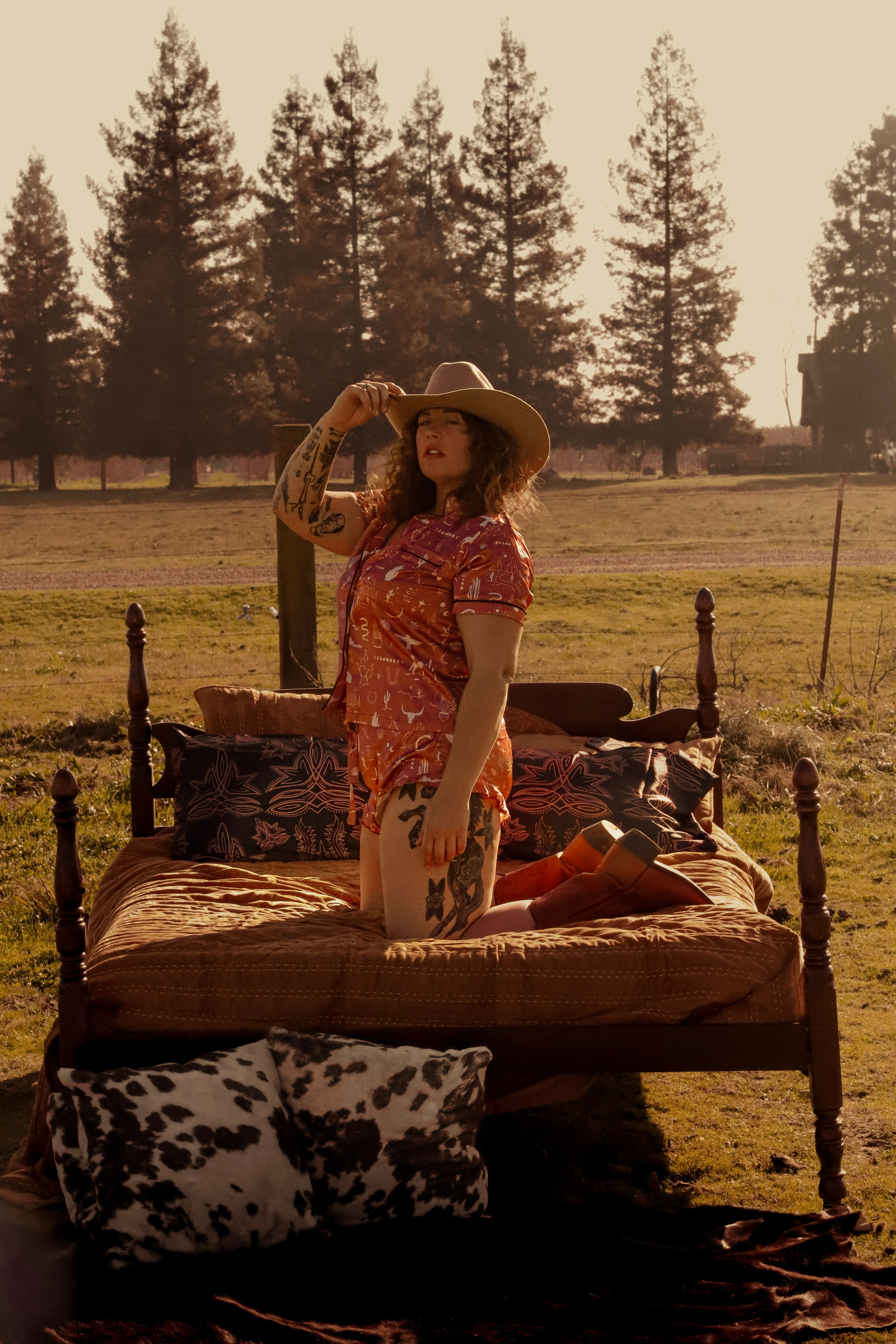 Western Willow Silky Pajama Set