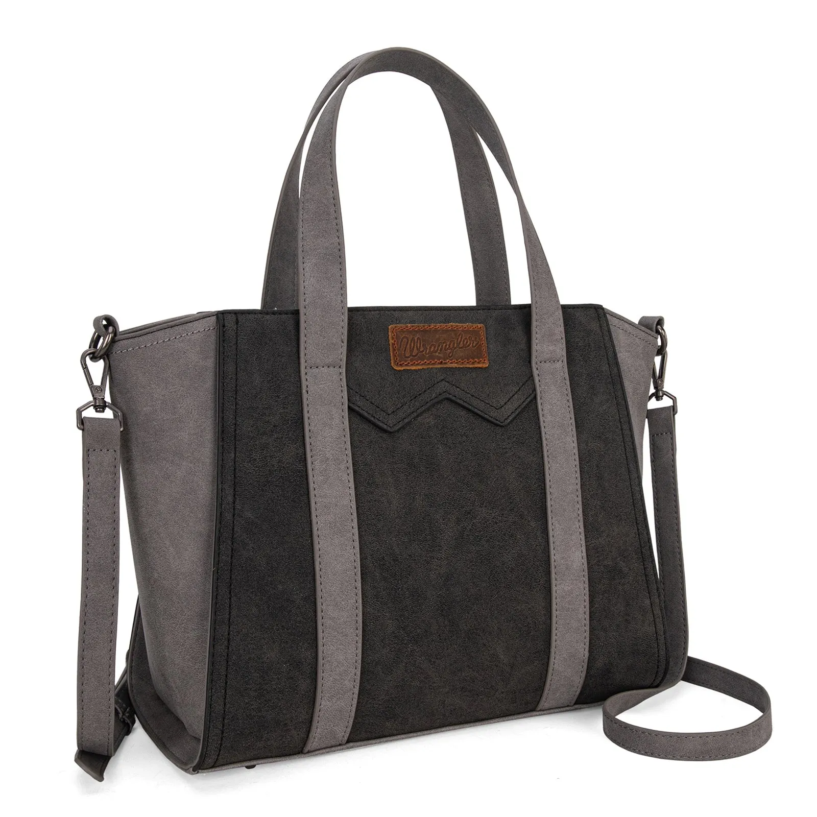 WG162-8012  Wrangler "W" Stitch Two Tone Tote/Crossbody