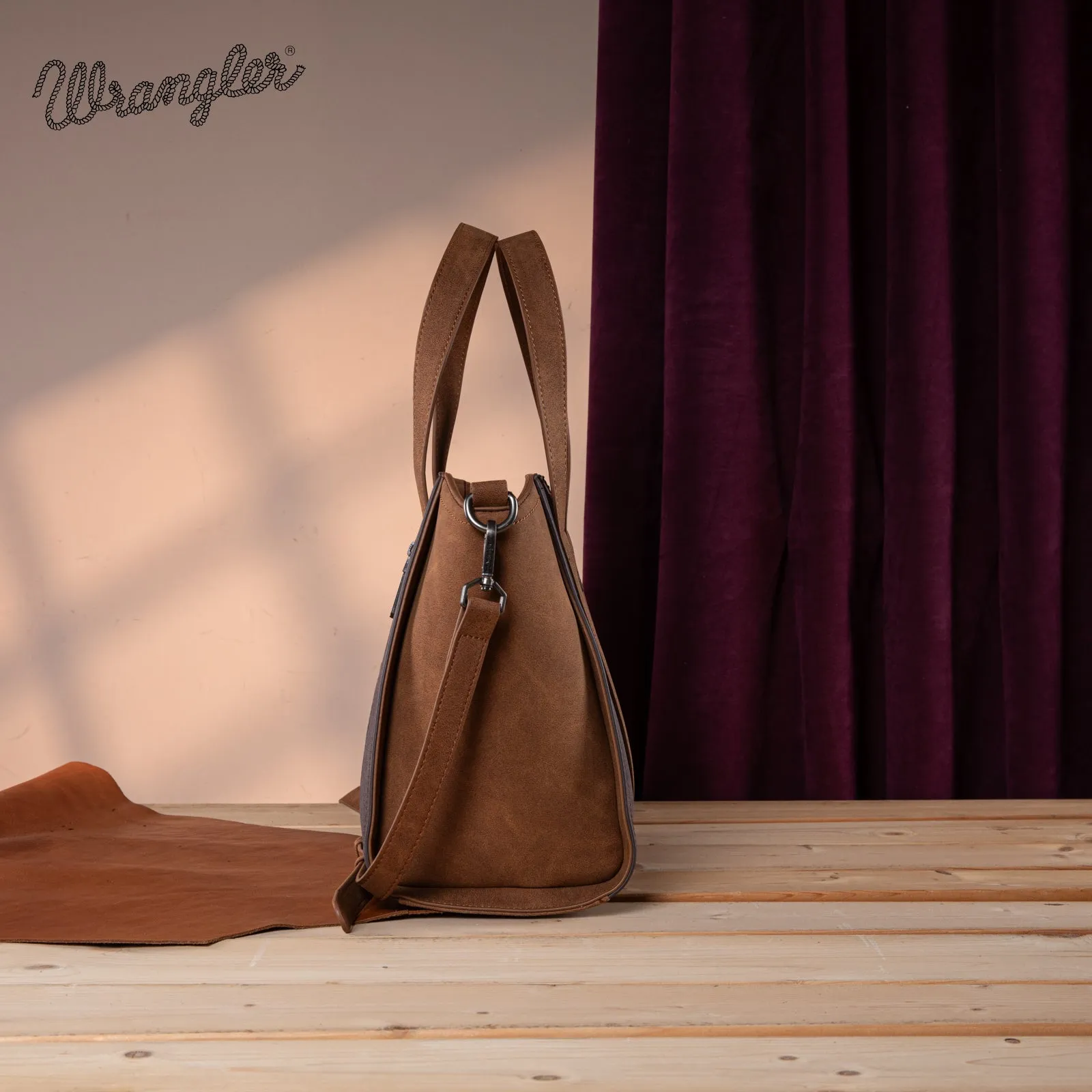 WG162-8012  Wrangler "W" Stitch Two Tone Tote/Crossbody