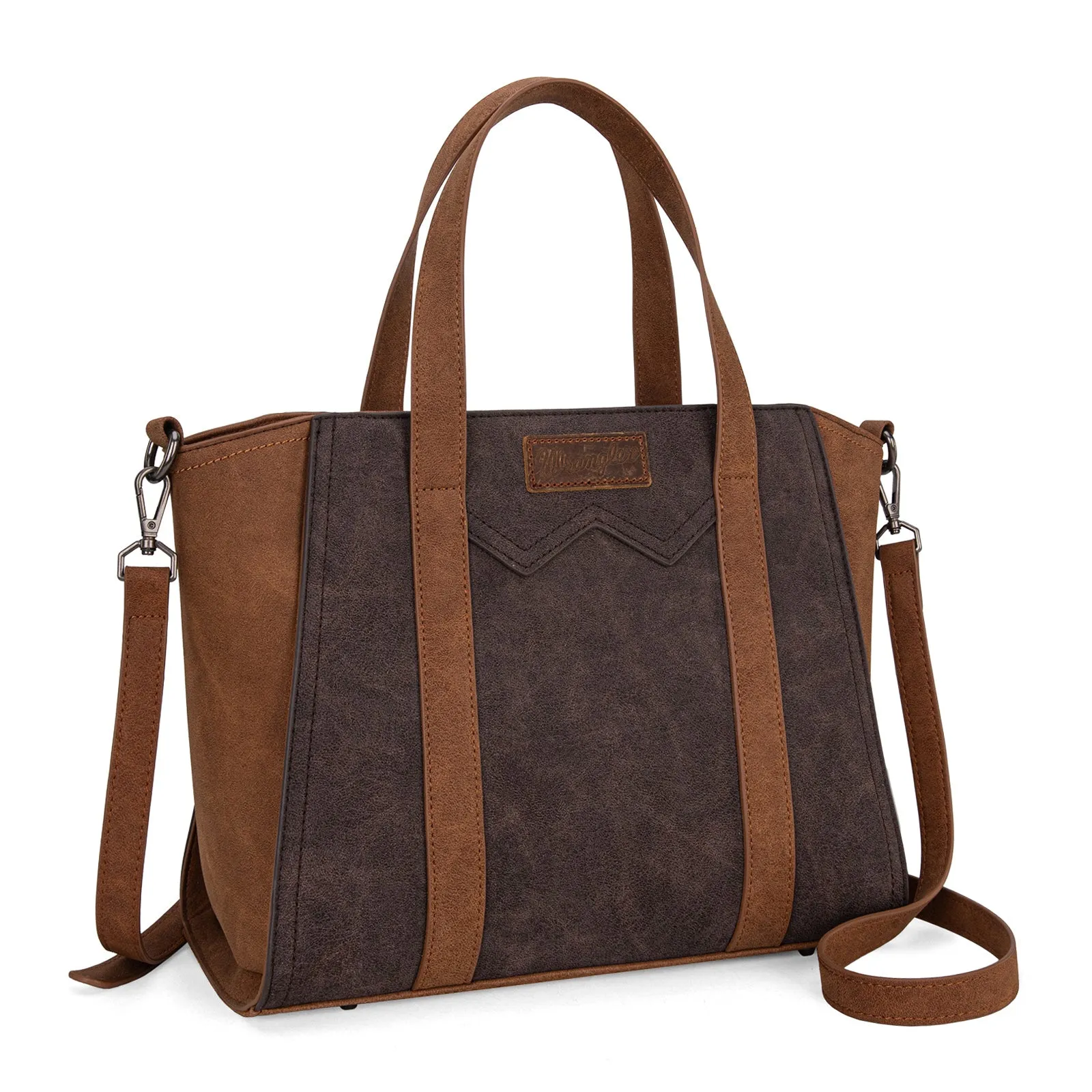 WG162-8012  Wrangler "W" Stitch Two Tone Tote/Crossbody