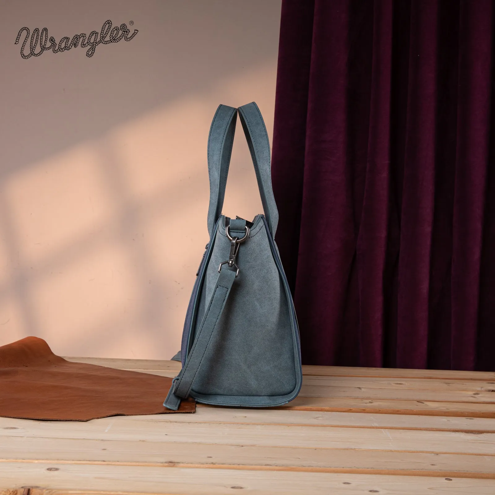 WG162-8012  Wrangler "W" Stitch Two Tone Tote/Crossbody
