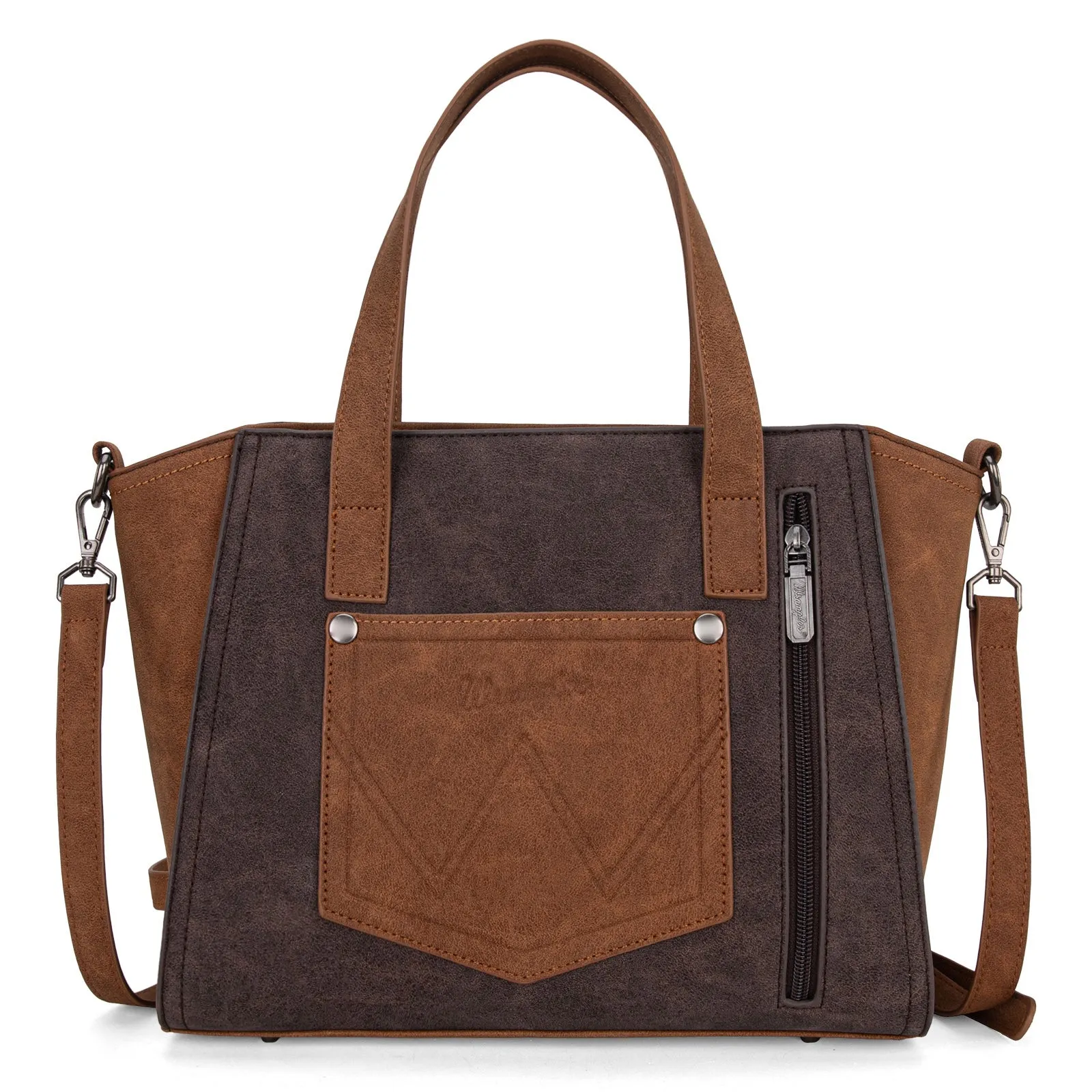 WG162-8012  Wrangler "W" Stitch Two Tone Tote/Crossbody