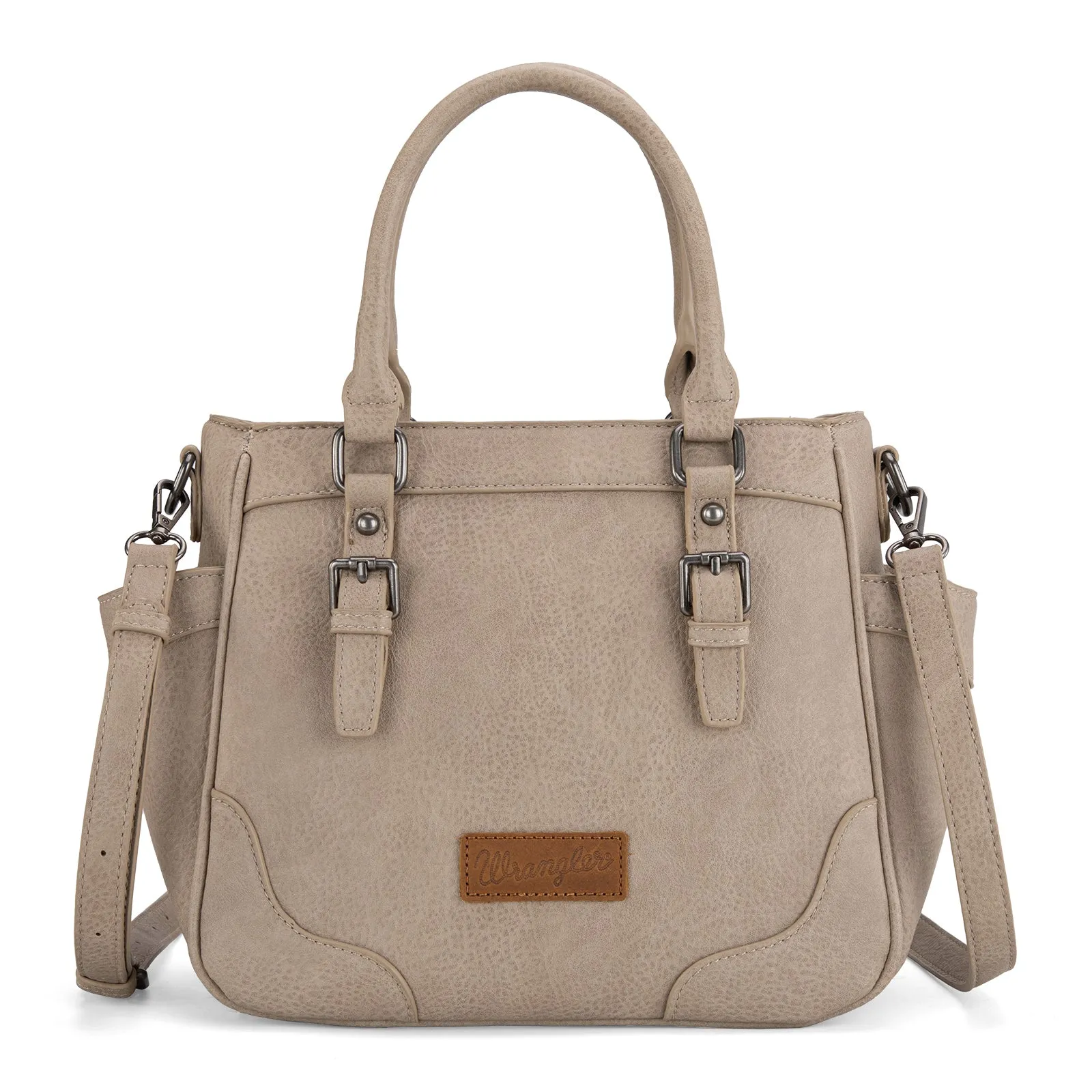 WG187-8318  Wrangler Carry-All Buckle Tote/Crossbody - Tan