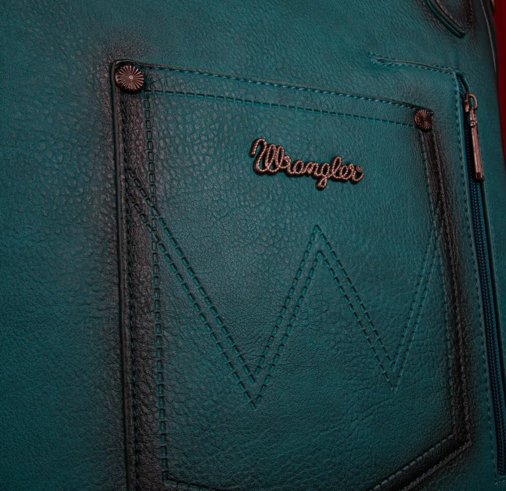 WG64-G2002 Wrangler Rivets Concealed Carry Oversize Tote/Crossbody -Turquoise