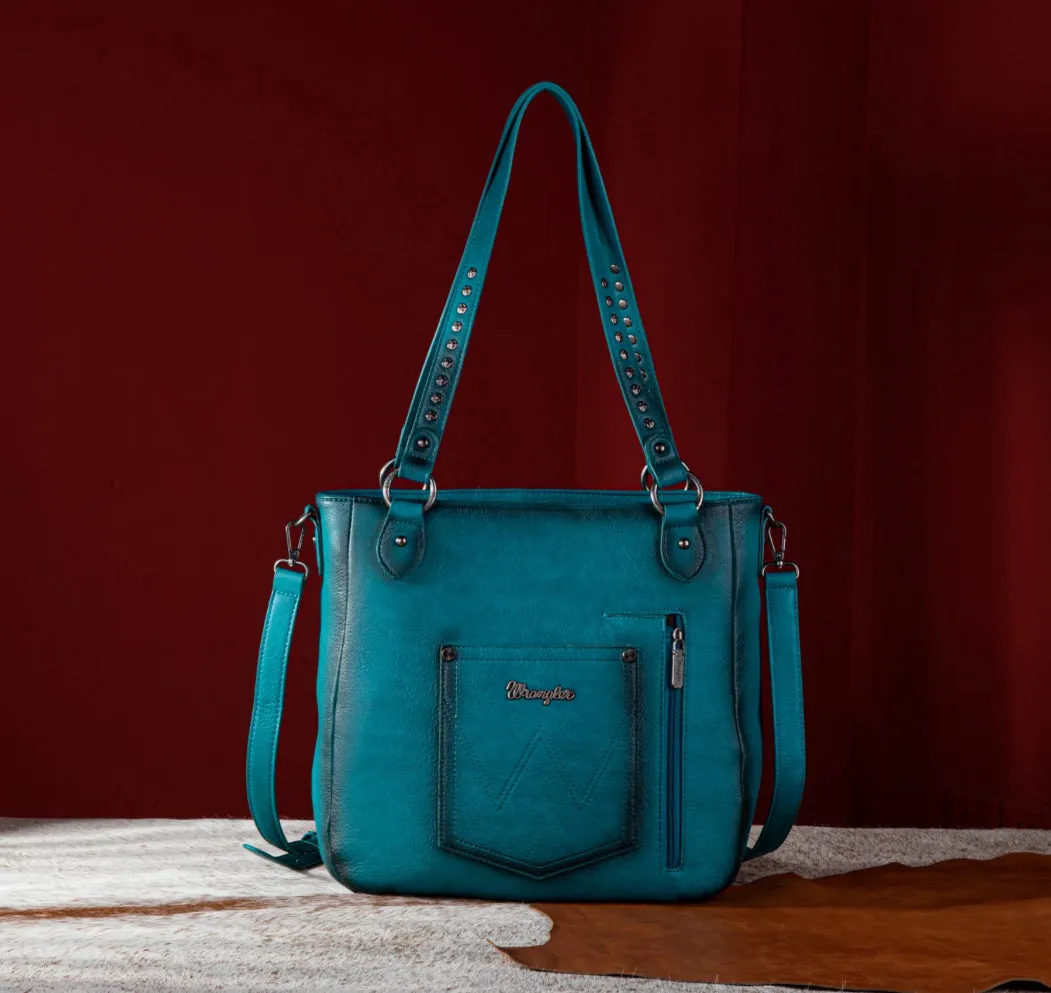 WG64-G2002 Wrangler Rivets Concealed Carry Oversize Tote/Crossbody -Turquoise