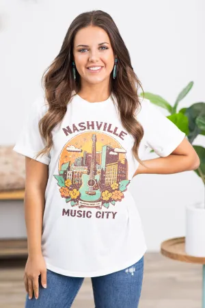 White Nashville Music City Graphic Tee