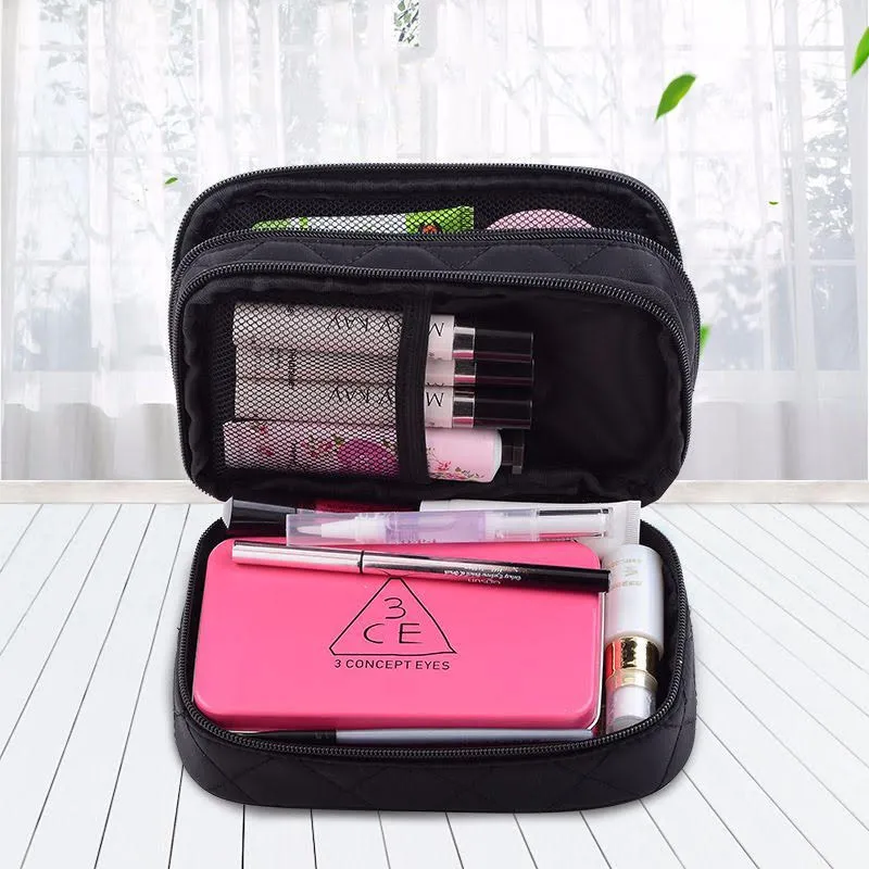 Woman Double Layer Large Cosmetic Bag