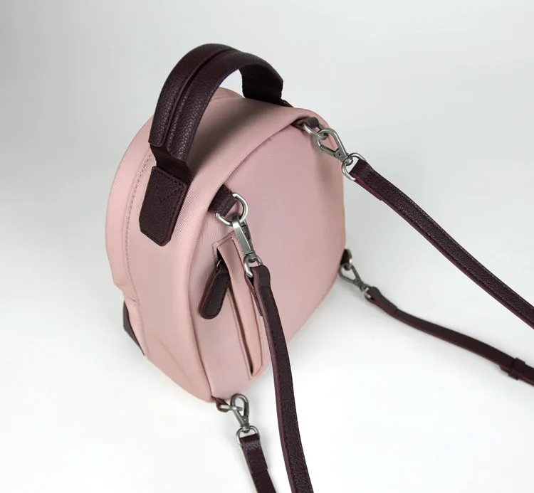 Womens Nylon Small Backpack Purse Pink Convertible Crossbody Bag Nylon Backpack Shoulder Bag for Ladies