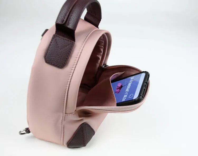 Womens Nylon Small Backpack Purse Pink Convertible Crossbody Bag Nylon Backpack Shoulder Bag for Ladies