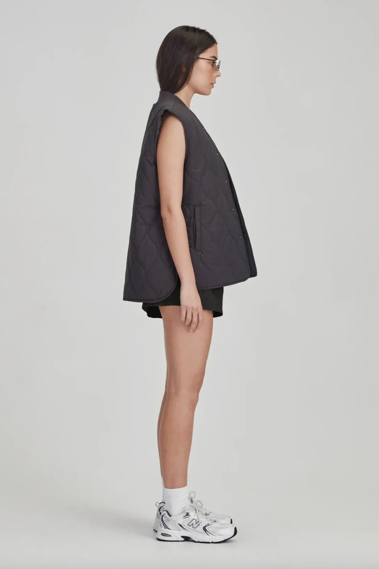 Womens Quilted Vest Charcoal