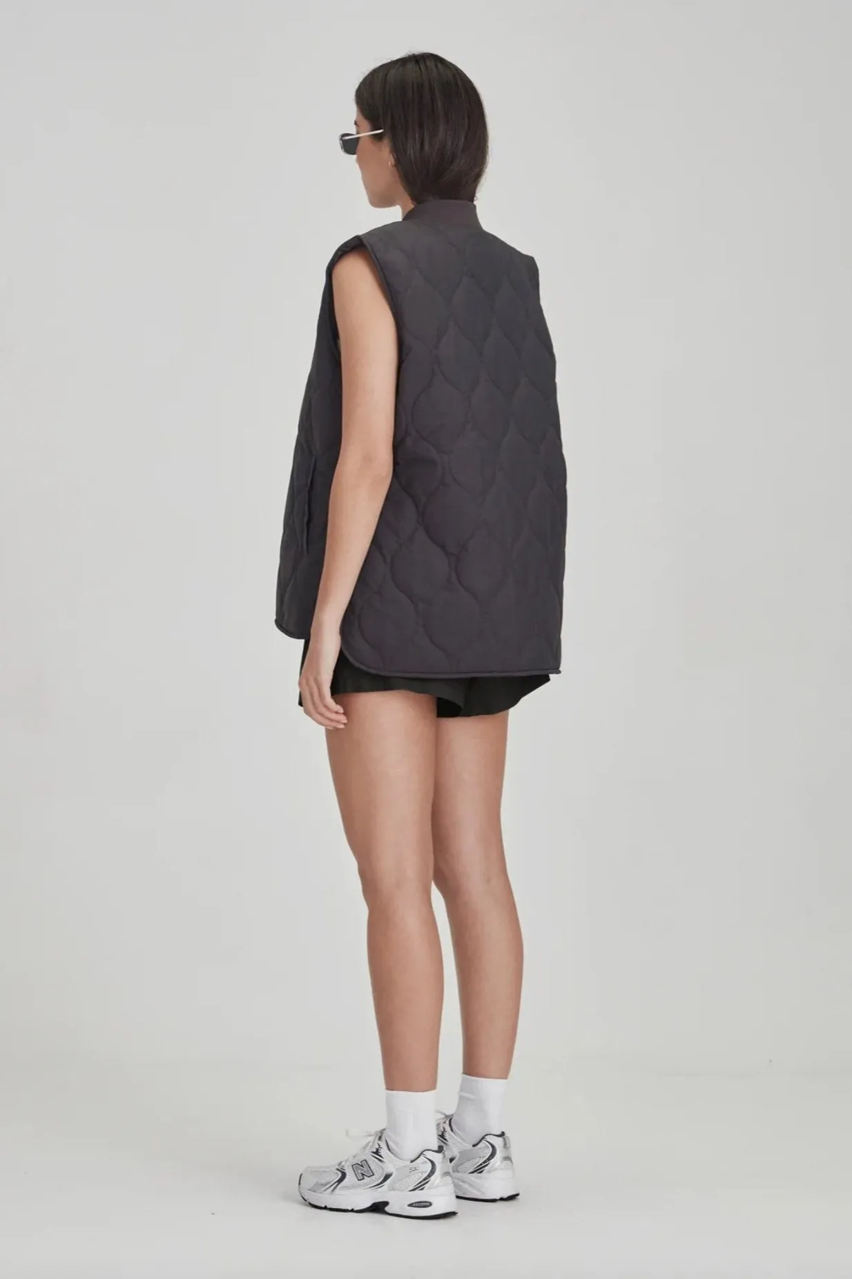 Womens Quilted Vest Charcoal