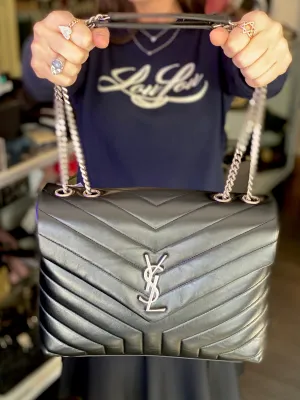 YSL Medium Loulou Matelassé Black Leather Shoulder Bag