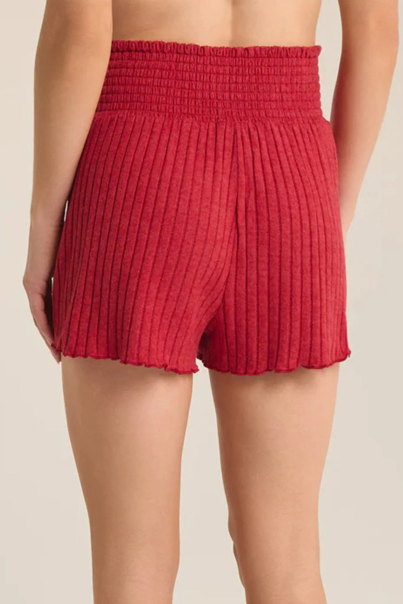 Z Supply: Dawn Smocked Rib Short in Haute Red