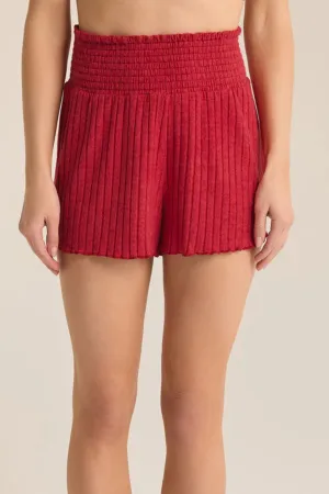 Z Supply: Dawn Smocked Rib Short in Haute Red