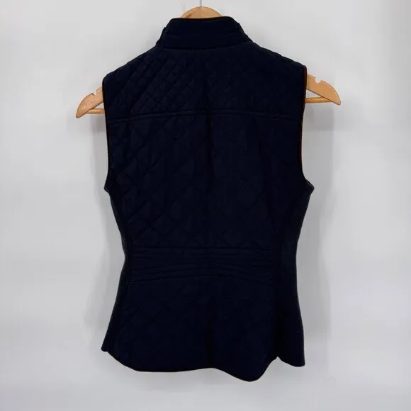 Zara Quilted Vest Womens XS Black Gold Polyester Equestrian Style Zip Pockets